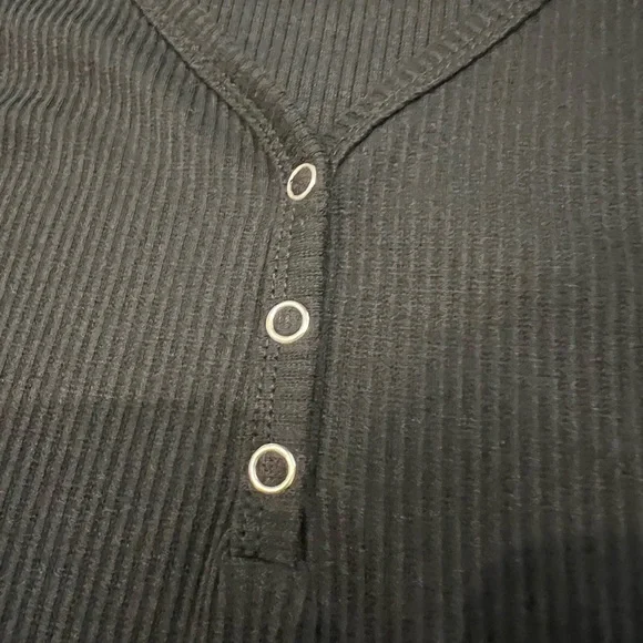 MEROKEETY Women's V Neck Tank Top Summer Sleeveless Ribbed Button Black NWOT - Picture 3 of 4